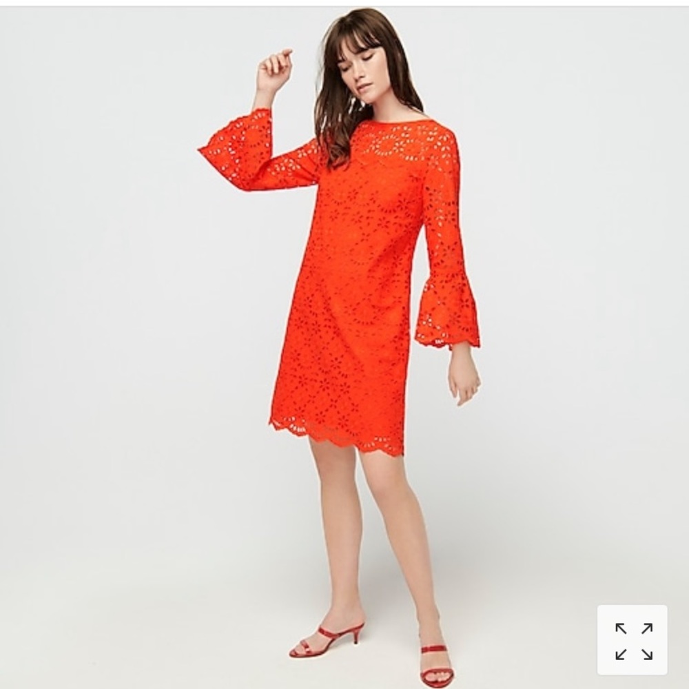 J.Crew Bell-sleeve dress in embroidered eyelet